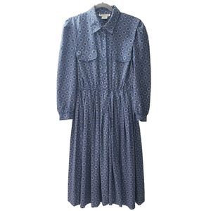 Vtg Appleseed's Peasant Dress Sz 14 Cottagecore Grannycore Button Front Pleated